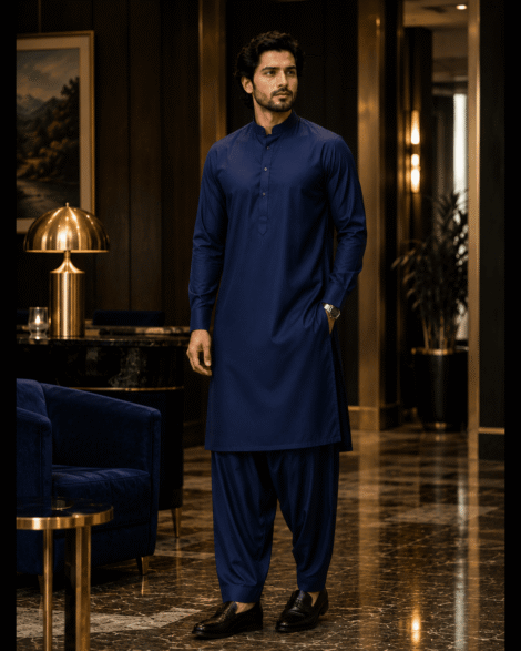 BLUE — Premium Unstitched Summer Suit